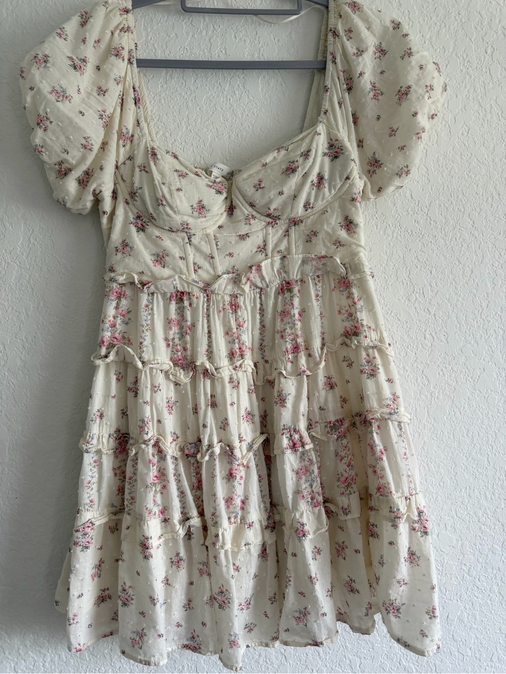 Altar'd State Cream Mini Dress with Pink Floral Print
